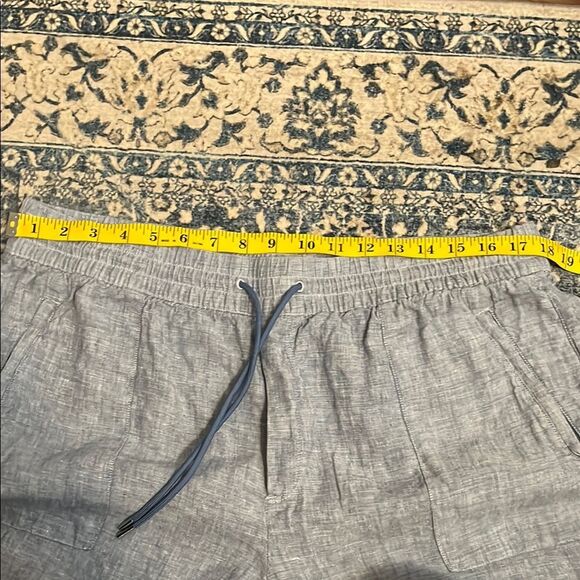 Athleta Retreat Linen Wide Leg Pants Blue Linen Pockets Boho Minimalist Coastal - Picture 16 of 16